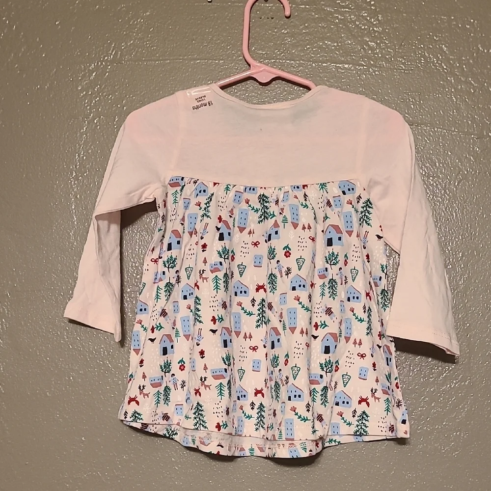 First Impressions Pink and Blue Patterned Long Sleeve Tee 18 Months NWT
